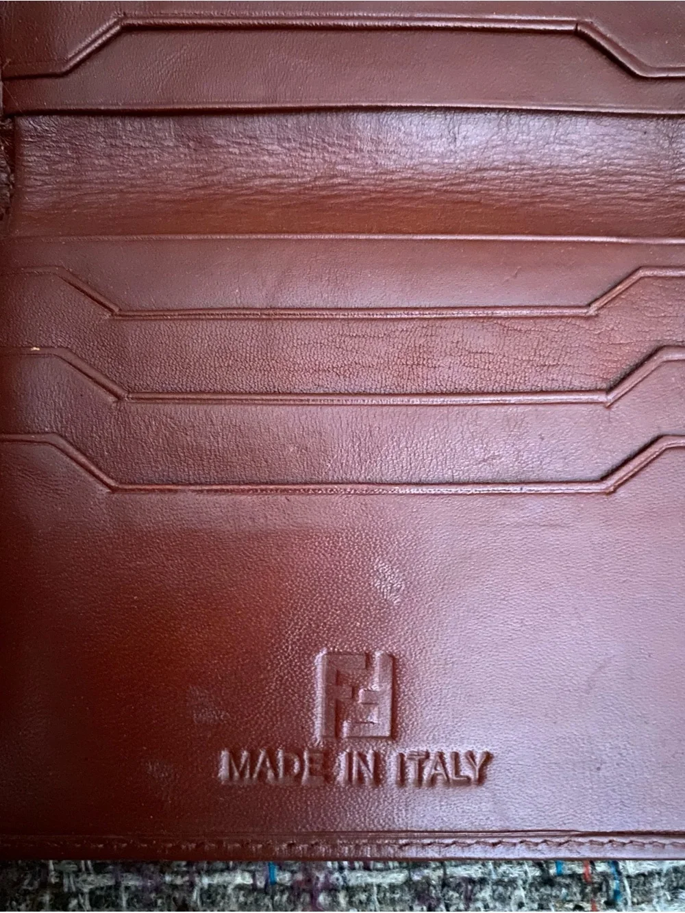Fendi Brown and Beige FF Logo Bifold Wallet.
